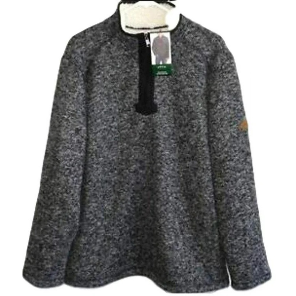 NWT Orvis 3/4 Zip Black Tweed Fleece Lined Size XXL